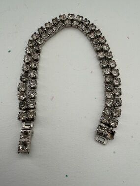 Crystal Rhinestone Double Row Bracelet -